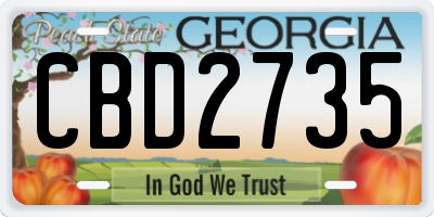 GA license plate CBD2735