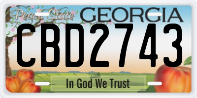 GA license plate CBD2743