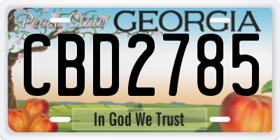 GA license plate CBD2785