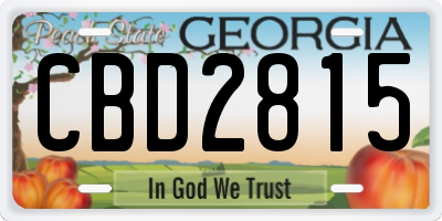 GA license plate CBD2815