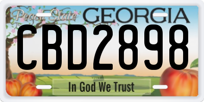 GA license plate CBD2898