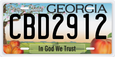 GA license plate CBD2912