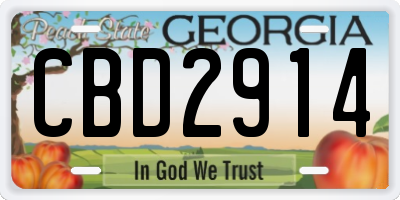 GA license plate CBD2914