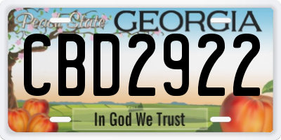 GA license plate CBD2922