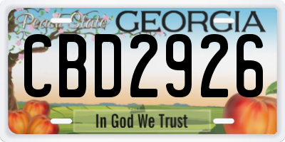 GA license plate CBD2926