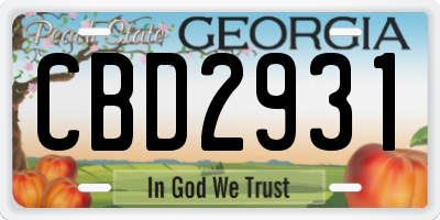 GA license plate CBD2931