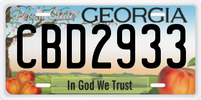 GA license plate CBD2933