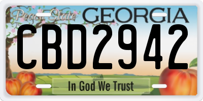 GA license plate CBD2942