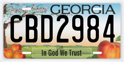 GA license plate CBD2984