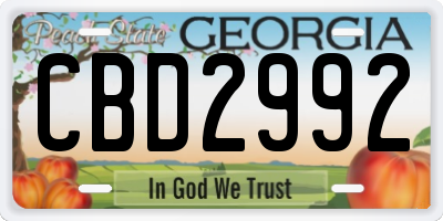 GA license plate CBD2992