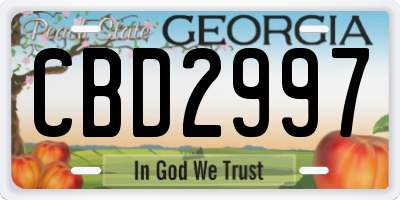 GA license plate CBD2997