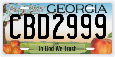 GA license plate CBD2999