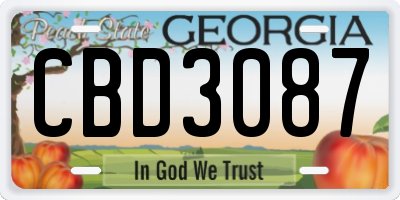GA license plate CBD3087