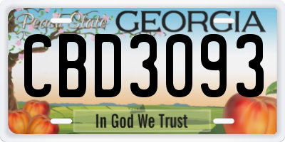 GA license plate CBD3093