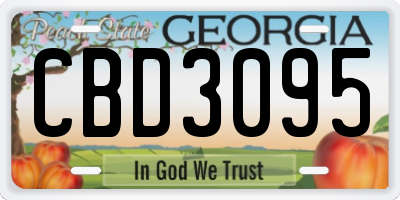 GA license plate CBD3095