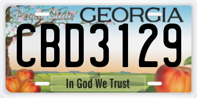 GA license plate CBD3129