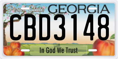 GA license plate CBD3148