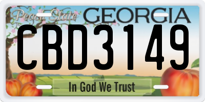 GA license plate CBD3149