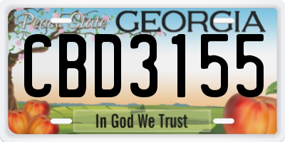 GA license plate CBD3155