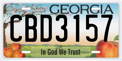 GA license plate CBD3157