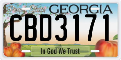 GA license plate CBD3171