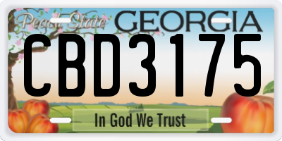 GA license plate CBD3175
