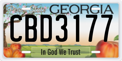 GA license plate CBD3177