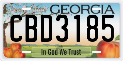 GA license plate CBD3185