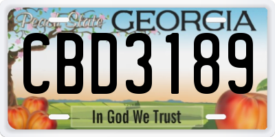 GA license plate CBD3189