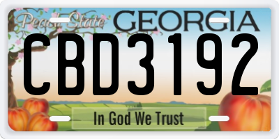 GA license plate CBD3192