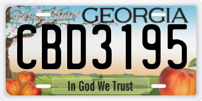 GA license plate CBD3195