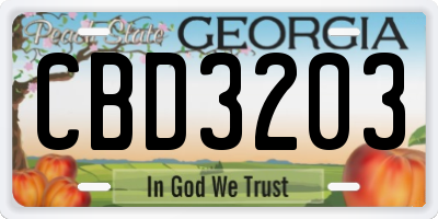 GA license plate CBD3203