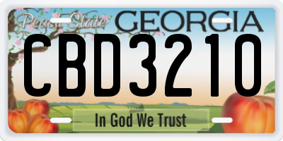 GA license plate CBD3210