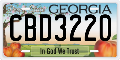 GA license plate CBD3220
