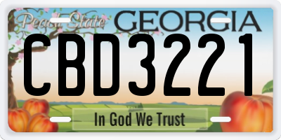 GA license plate CBD3221