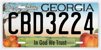 GA license plate CBD3224