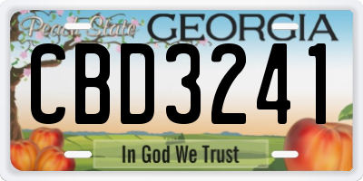 GA license plate CBD3241