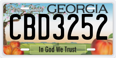 GA license plate CBD3252