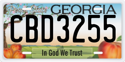 GA license plate CBD3255