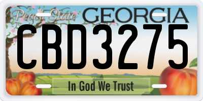 GA license plate CBD3275