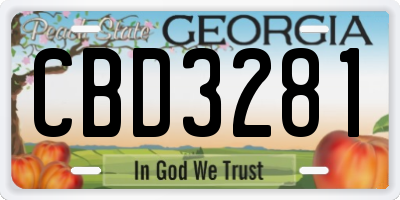 GA license plate CBD3281