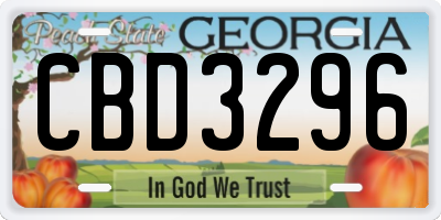 GA license plate CBD3296