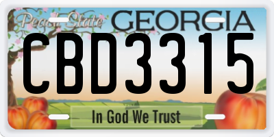 GA license plate CBD3315