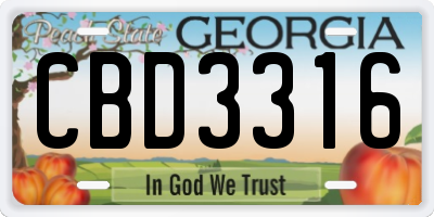 GA license plate CBD3316