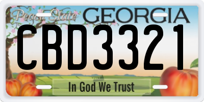 GA license plate CBD3321