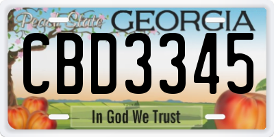 GA license plate CBD3345