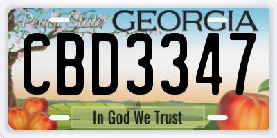GA license plate CBD3347