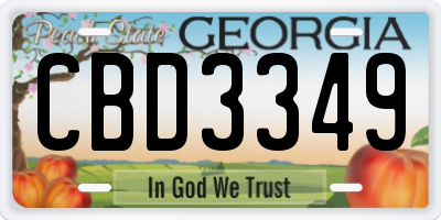 GA license plate CBD3349