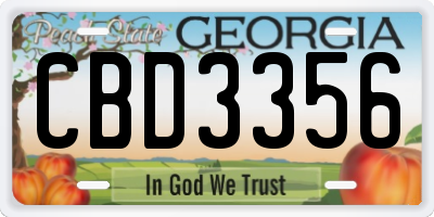 GA license plate CBD3356