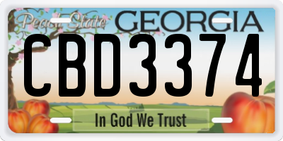 GA license plate CBD3374